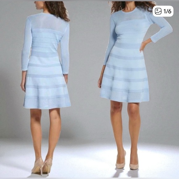 Vince Camuto Eyelet Pointelle Sweater Dress M - Picture 1 of 9